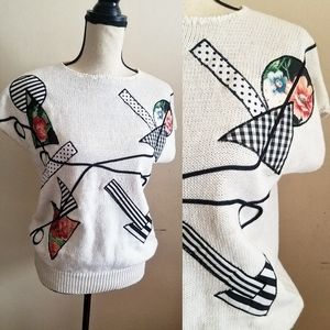 Vintage 1980s / 1990s Knit Patchwork Top